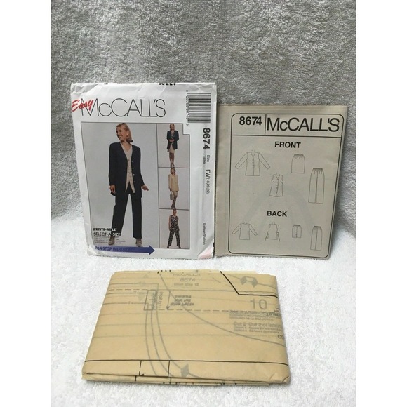 8674 MCCALLS MISSES JACKET/VEST/PULL-ON PANTS/SKIRT Sewing Pattern Size 18-22 - Picture 6 of 6